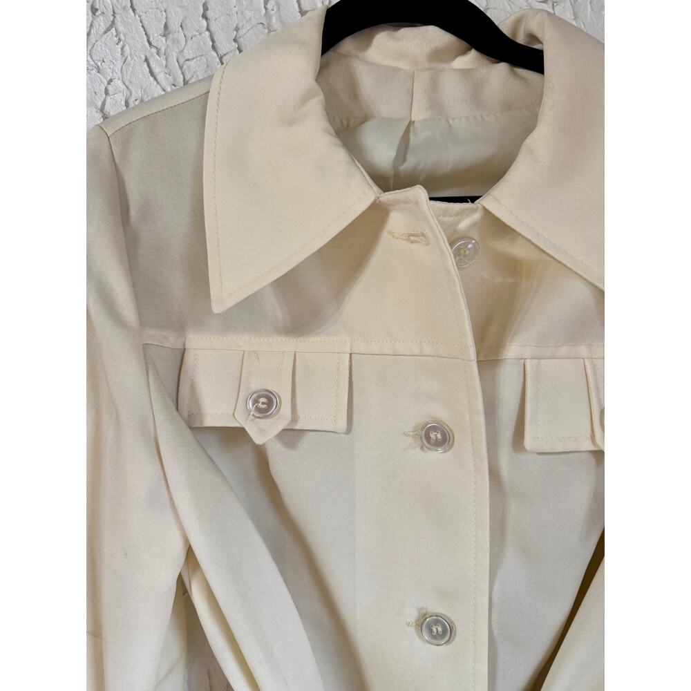 Vintage 1970s Cream Belted Jacket Retro Mod Trench Style Coat - Picture 2 of 10